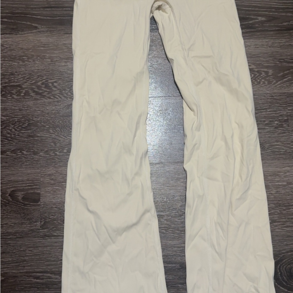 Cream Flare Yoga Leggings Pants